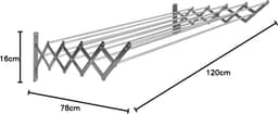 JGS® - Uittrekbaar RVS Wasrek met 10 Aluminium Staven, 120 cm- — thumbnail 2
