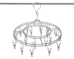 RVS kledingdroogrek met 20 clips - Ruimtebesparend RVS kledingdroogrek - Georganiseerd drogen en opbergen van kleding en accessoires - Met haken - Geschikt voor kleine kleding zoals sokken, handdoeken, bh's, ondergoed (roestvrij staal - rond)