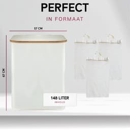 Zolaro Wasmand 3 vakken - Beige - Wassorteerder bamboe - Laundry basket - Wasmand met deksel - 148L — thumbnail 2