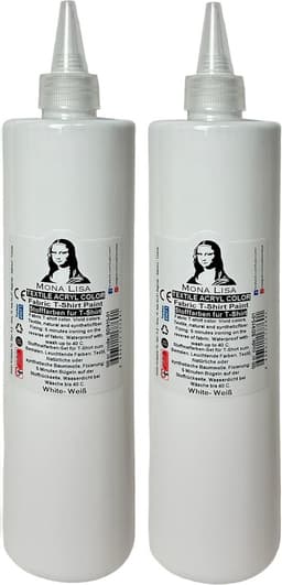 Südor Textielverf 1000 ml, wit.Wasbestendige textielverf voor lichte stoffen. Wasmachinebestendig, wasbestendig. Fixatie door strijken (2 x 500 ml) — thumbnail 1