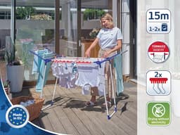 Stabiele Droogrek met Vleugels - 15 Meter Droogruimte, Ideaal voor Balkons en Tuinen — thumbnail 2