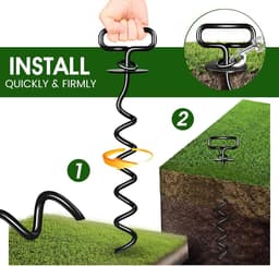 Grondanker Heavy Duty Hond Lead Stake - Schroef In Grondstaak Voor Grote Honden - Anker Voor Camping, Tuin, Strand — thumbnail 5