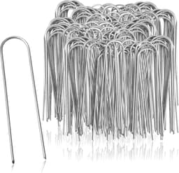 200x gecoat stalen grondankers voor onkruidvlies en folies - tuin en camping - rond - 200 stuks - 150x25x3mm — thumbnail 1