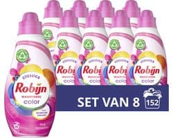 Robijn Klein & Krachtig Classics Color Pink Sensation Vloeibaar Wasmiddel - 8 x 19 wasbeurten - Voordeelverpakking