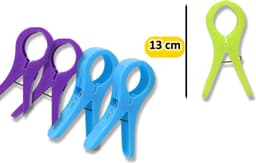 Handige Set van 8 Grote Plastic Badlaken Knijpers - Strandlakenknijpers - Badhanddoekknijpers - Zwembadstoelknijpers - XXL Knijpers (13 cm) - Sterke Grip voor je Strand- en Zwembadavonturen! — thumbnail 2