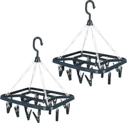 Urban Living Wasgoed droogcarrousel/droogmolen - 2x - 18 clips/knijpers - grijs - kunststof - 31 x 33 cm — thumbnail 1