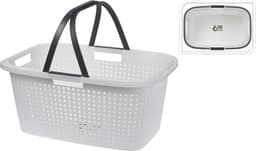Wasmand met hegsels - 59 x 39 x 27 cm - wit - kunststof - Draagmand - Wasgoedmand - 35 liter — thumbnail 4