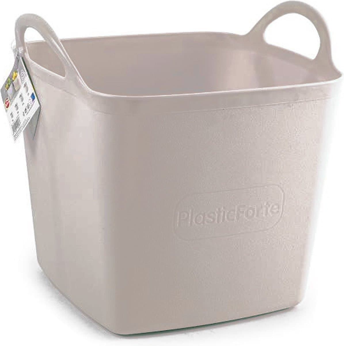 Plasticforte Kuip/emmer/wasmand - flexibel - beige - 27 liter - vierkant - kunststof - 36 x 34 x 37 cm — afbeelding 1