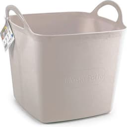Plasticforte Kuip/emmer/wasmand - flexibel - beige - 27 liter - vierkant - kunststof - 36 x 34 x 37 cm — thumbnail 1