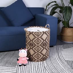 LessMo wasmand met trekkoord opslagsorteerder, opvouwbare pop-up wasmanden, waterdichte ronde katoenen linnen, [2PCS, verdikte 19,7"/groot] — thumbnail 5
