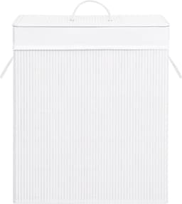 vidaXL - Wasmand - met - 2 - vakken - 100 - L - bamboe - wit — thumbnail 3