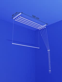 Heavy-duty Ruimtebesparend Plafond Droogrek - 5 stangen elk 190 cm lang — thumbnail 1