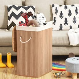 Nancy's Bamboe Wasmand Met 1 Vak - 72L - Wasmanden - Wasmanden Met Deksel - Bruin - 40 x 30 x 60 cm — thumbnail 3