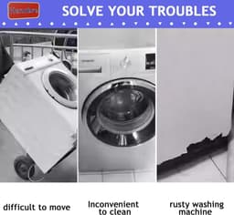 Wasmachine-voetstuk onderstel met 8 poten en 4 vergrendelbare wielen - 42-60 cm breed - hoogte 10-11 cm - platform voor wasmachine, droger, koelkast — thumbnail 5