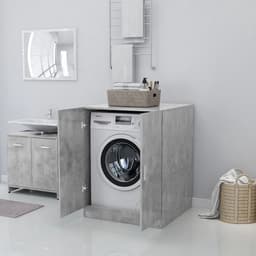 Wasmachine ombouw - Kast - Opbouwmeubel - Verhoger - Wasmachine meubel - Opbergkast - Hout - Betongrijs — thumbnail 4