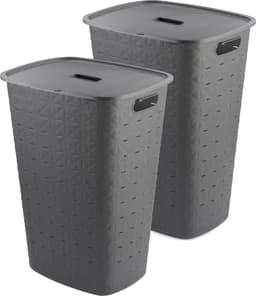 Curver Softex Wasmand met Deksel 56L - 2 stuks - Antraciet — thumbnail 1