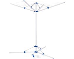 Droogmolen met Voet voor Camping & Thuis - Wasrek Staand - Droogrek Inklapbaar - Wit met Blauw