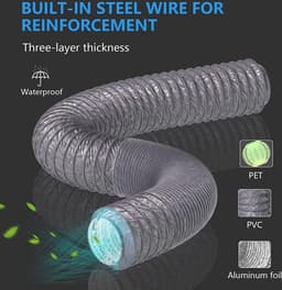 Flexibele pvc-aluminiumslang diameter 150 mm max. lengte 5 m voor wasdroger afzuigkap buisventilator airconditioning grijs — thumbnail 4