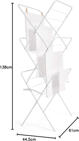 Droogrek inklapbaar 14 m - Gelakt staal wit - 61 x 138 x 445 cm — thumbnail 5