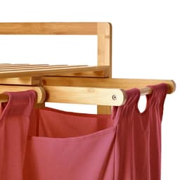 Lumaland Wasmand van bamboe - met 2 uitschuifbare waszakken - 60 L - Roze — thumbnail 5