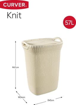 Curver Knit Wasmand met deksel - 57L - Oasis White — thumbnail 2