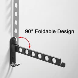 Wall Mounted Clothes Rack, Wall Hanger Drying Rack, 90° Rotation Foldable Wall Mounted Clothes Rack, for Balcony, Bathroom, Hotel — thumbnail 5