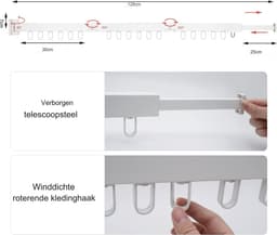 Wanddroogrek inklapbaar - wand droogrek - wanddroogrek uitschuifbaar — thumbnail 5