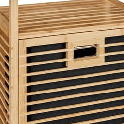 wasmand rek - bamboe - 2 planken - 95 x 40 x 30 cm - badkamerrek - uitklapbaar — thumbnail 5
