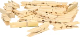 Wasknijpers voor wasgoed ophangen - bamboe hout - 40x stuks - beige - 7 cm — thumbnail 1