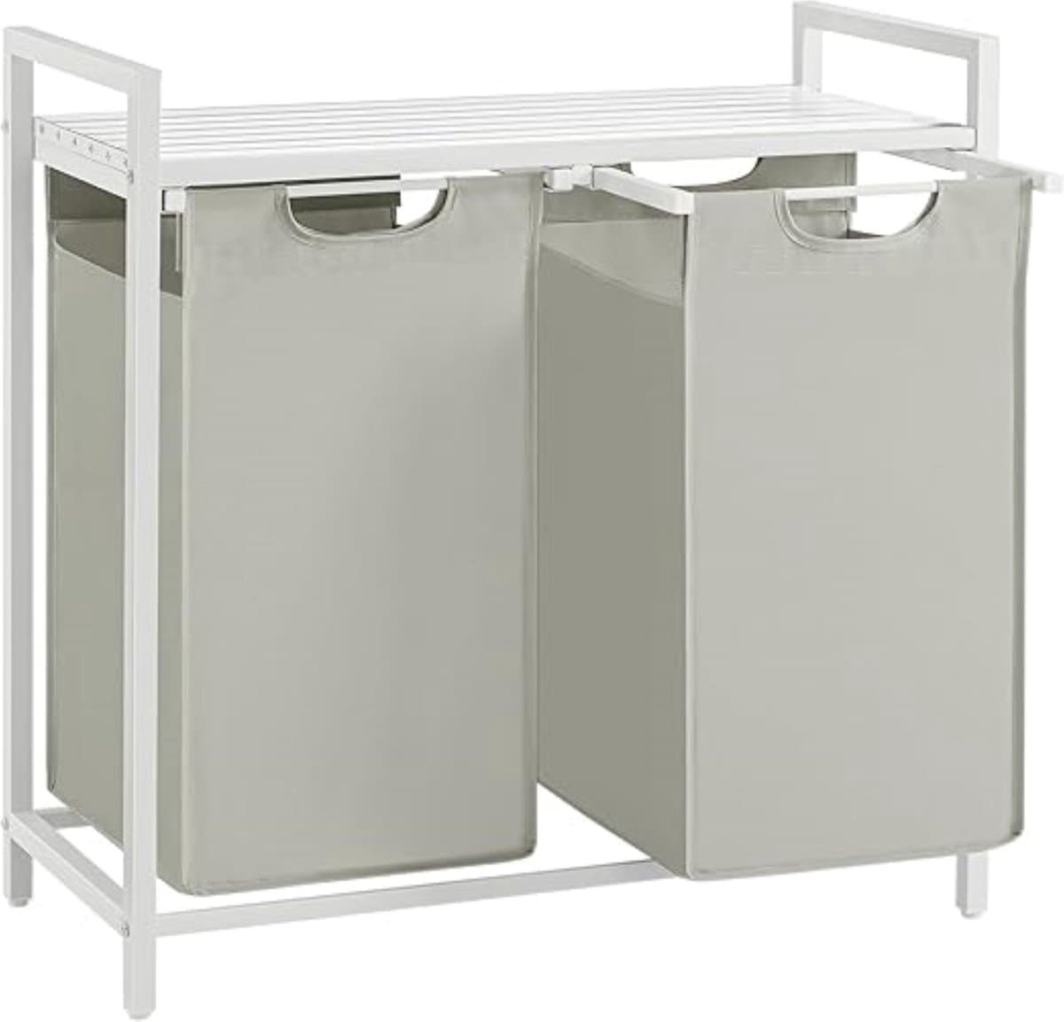 ACAZA Wasmand - Wassorteerder - 2 Vakken - 92 L - 73 x 33 x 72 cm - Wit — afbeelding 1