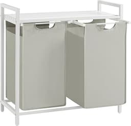 ACAZA Wasmand - Wassorteerder - 2 Vakken - 92 L - 73 x 33 x 72 cm - Wit — thumbnail 1