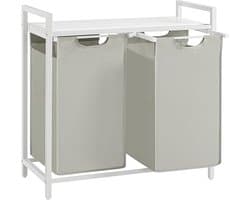 ACAZA Wasmand - Wassorteerder - 2 Vakken - 92 L - 73 x 33 x 72 cm - Wit