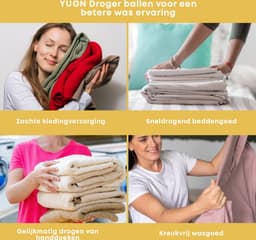 YUGN Eco Set 6 Stuks XL Drogerballen Wol - 100% Schapenwol - Inclusief Opbergzakje - Wasdrogerballen — thumbnail 4