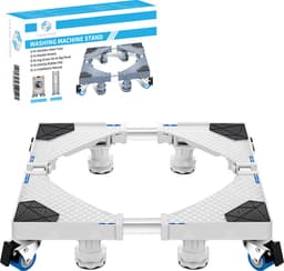 Fleau Home Wasmachine Verhoger PRO - Max 500KG - Met Wielen - Verstelbaar - Droger, Koelkast Kast - Meubelroller - Stapelkit - Opbouwmeubel - Wit — thumbnail 1