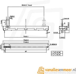 Schuif potentiometer A10K 2 Kanaals 75mm — thumbnail 2