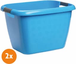 LaundrySpecialist Wasmand 2x met soft grip handvaten – 45 x 33 cm – 2x 28 liter - Blauw — thumbnail 1