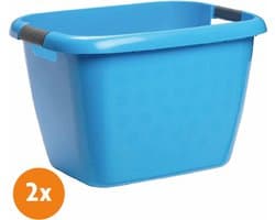LaundrySpecialist Wasmand 2x met soft grip handvaten – 45 x 33 cm – 2x 28 liter - Blauw