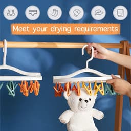 klemmen met antislip - Sokdroger - pantalonhanger – kledinghanger - draaibaar en opvouwbaar - meerdere rokhangers met clips - anti-slip - voor sokken ondergoed schoen inlegzolen babykleding hoeden — thumbnail 2