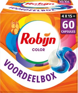 Robijn Wasmiddel - 3-in-1 Wascapsules - Color - 4 x 15 stuks - 60 Wasbeurten - Voordeelverpakking — thumbnail 1