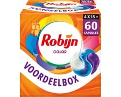 Robijn Wasmiddel - 3-in-1 Wascapsules - Color - 4 x 15 stuks - 60 Wasbeurten - Voordeelverpakking