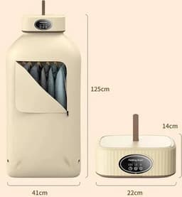 Elektrische Wasdroger - Smart Droogrek - Hangende Kleding Droger - Droger Voor Kledingkast - 41 x 41 x125cm - Khaki - — thumbnail 2