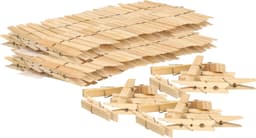 Excellent Houseware Wasknijpers - 100x - bamboe hout - 7 cm — thumbnail 1