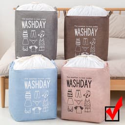 Allernieuwste Wastas Opbergtas 73 L Organizer Opbergbox Voor Wasgoed, Dekens, Kussens, Kleding, Dekbed, Speelgoed - Waszak maat 33 x 43 x 52 cm - ROSE Kleur — thumbnail 1