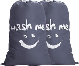 2 stuks waszakken voor op reis, vuile was, wasverzamelaar, waszak, grote opvouwbare wasmand, opbergtas, wasbak, outdoor, 120 liter, grijs — thumbnail 1