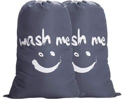 2 stuks waszakken voor op reis, vuile was, wasverzamelaar, waszak, grote opvouwbare wasmand, opbergtas, wasbak, outdoor, 120 liter, grijs