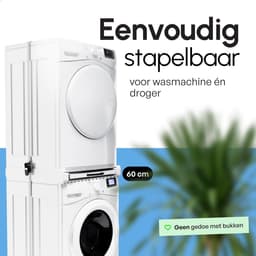 Bodo® - Stapelkit & Anti trillingsmat voor Wasmachine en Droger - Tussenstuk met uitschuifbare plank - Wit — thumbnail 5