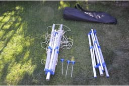 Droogmolen met Voet voor Camping & Thuis - Wasrek Staand - Droogrek Inklapbaar - Wit met Blauw — thumbnail 5