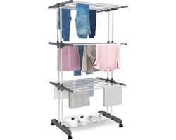 Vonia Droogtoren - Droogrek - Wasrek - Wastoren - 3 Lagen - Inklapbaar - 72x50x172 cm - Grijs — afbeelding 1