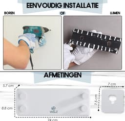 W&Z Waslijn Uittrekbaar - Wasdraad - Wanddroogrek zonder boren - Rol drooglijn - Waslijndraad met stalen kern - 8,4 m drooglengte- Wit — thumbnail 2