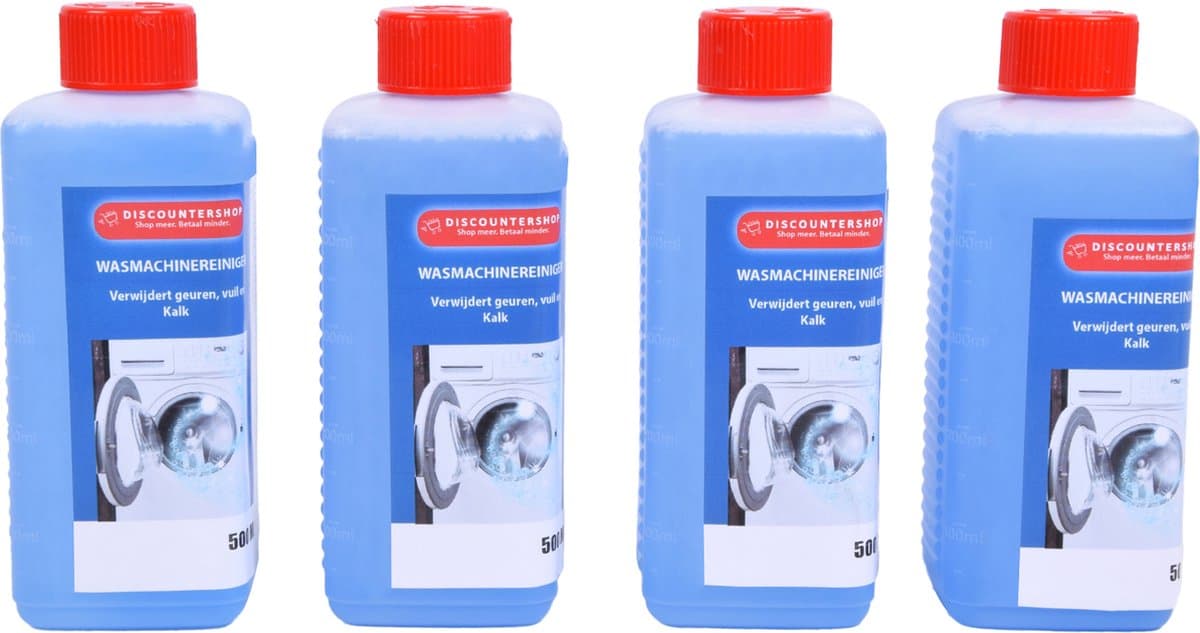 Set van 4 Krachtige Wasmachinereinigers 500ml - Multireiniger voor Optimaal Onderhoud - Anti-Kalk Formule - Voor Schone en Frisse Wasmachines - Huishoudelijke Wassen & Onderhoud — afbeelding 1